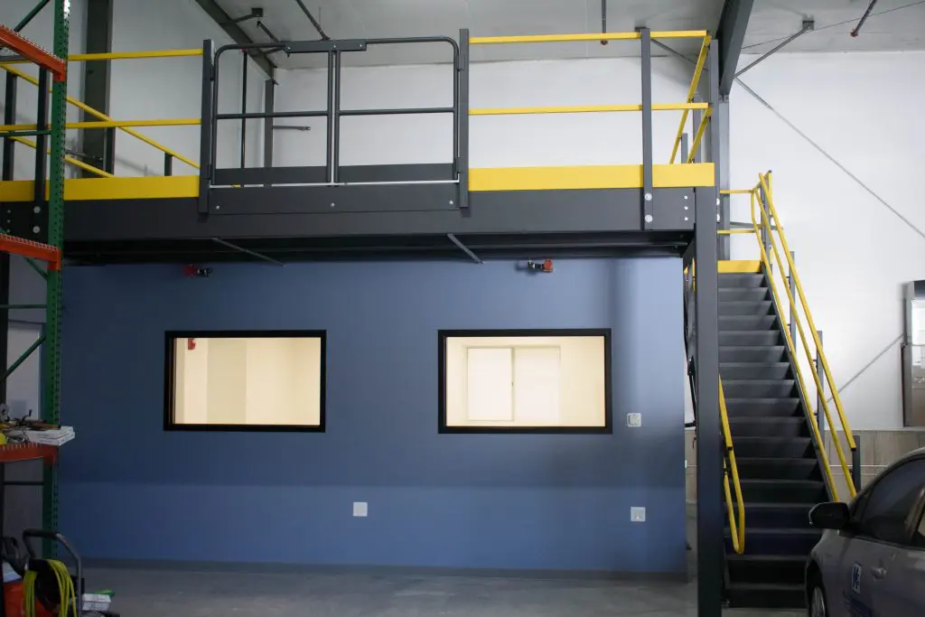 Mezzanine with traditional office underneath