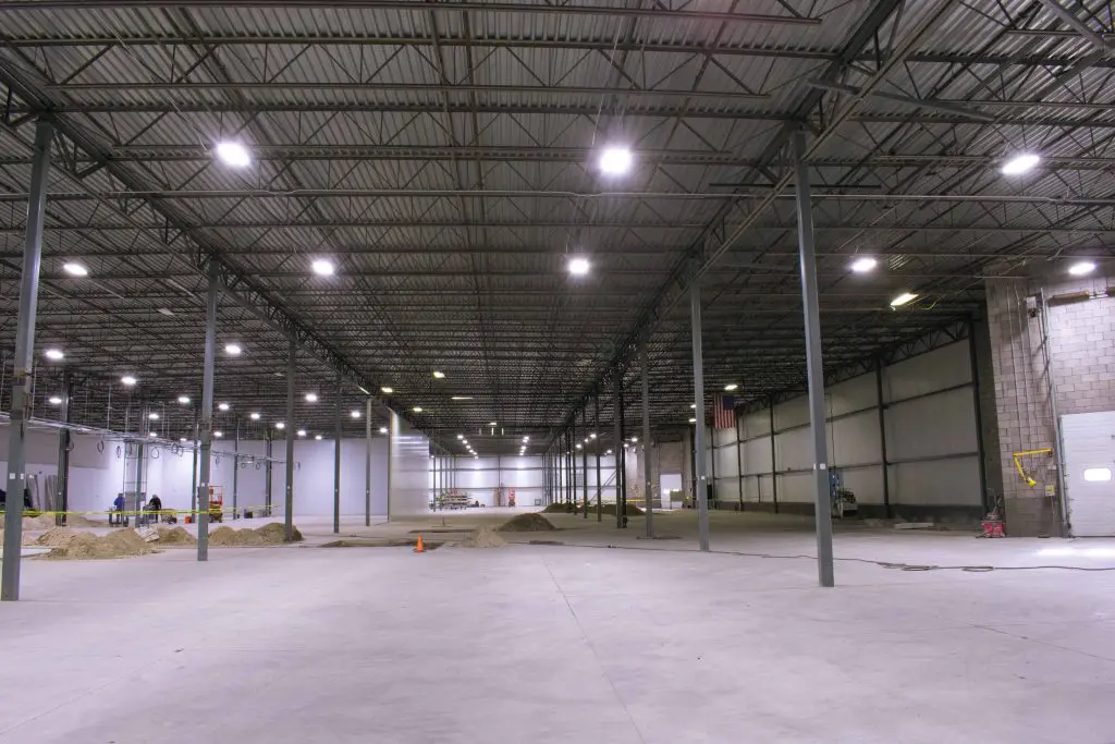 Warehouse with floor dug out