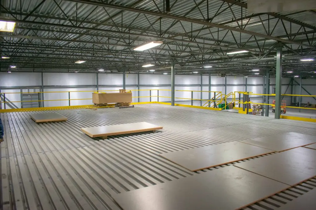 mezzanine floor being installed