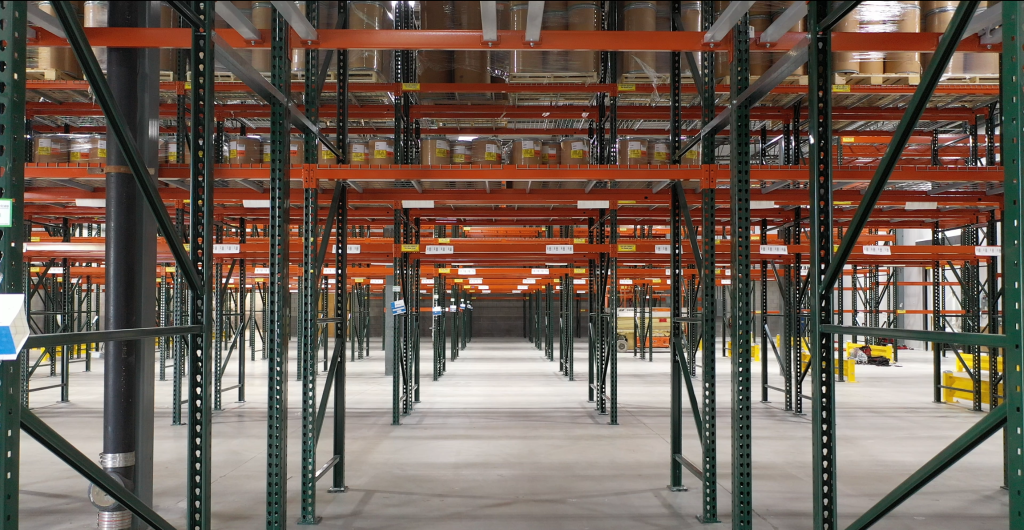 racking aisle in warehouse