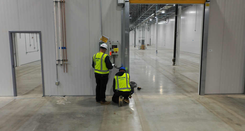 electricians wiring high speed doors