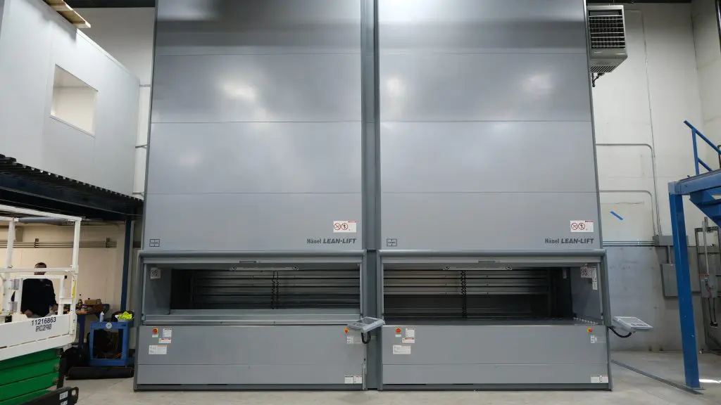 Two finished Hanel units in a warehouse