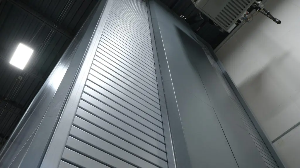 Side shot of finished Hanel unit in a warehouse