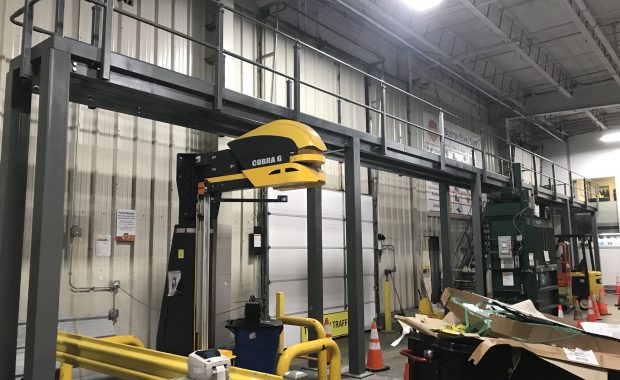 catwalk mezzanine and stretch wrap machine
