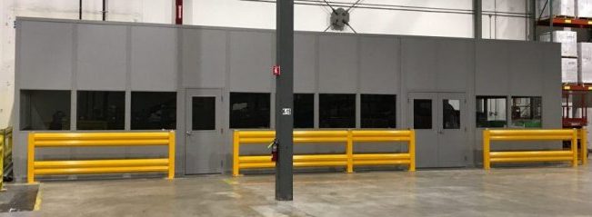 modular office with guardrail